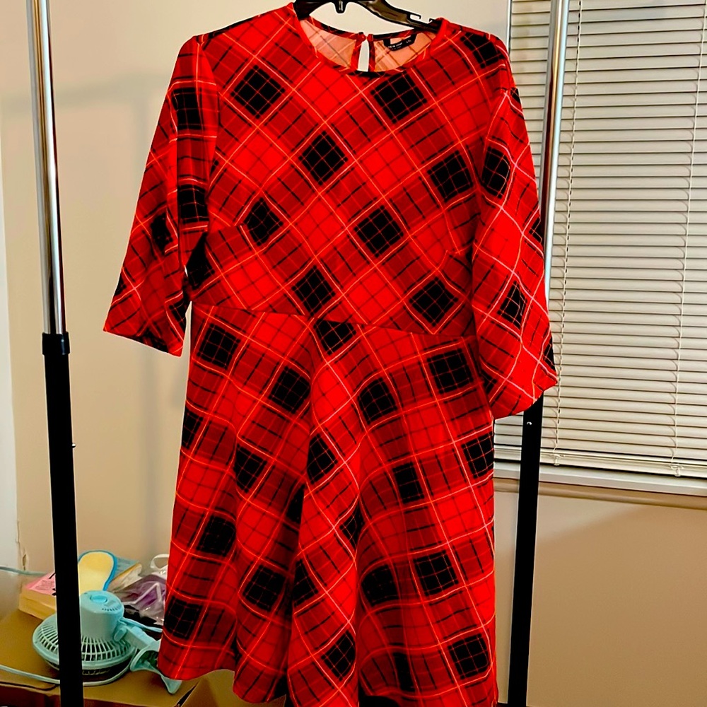 Red plaid Dress plus size